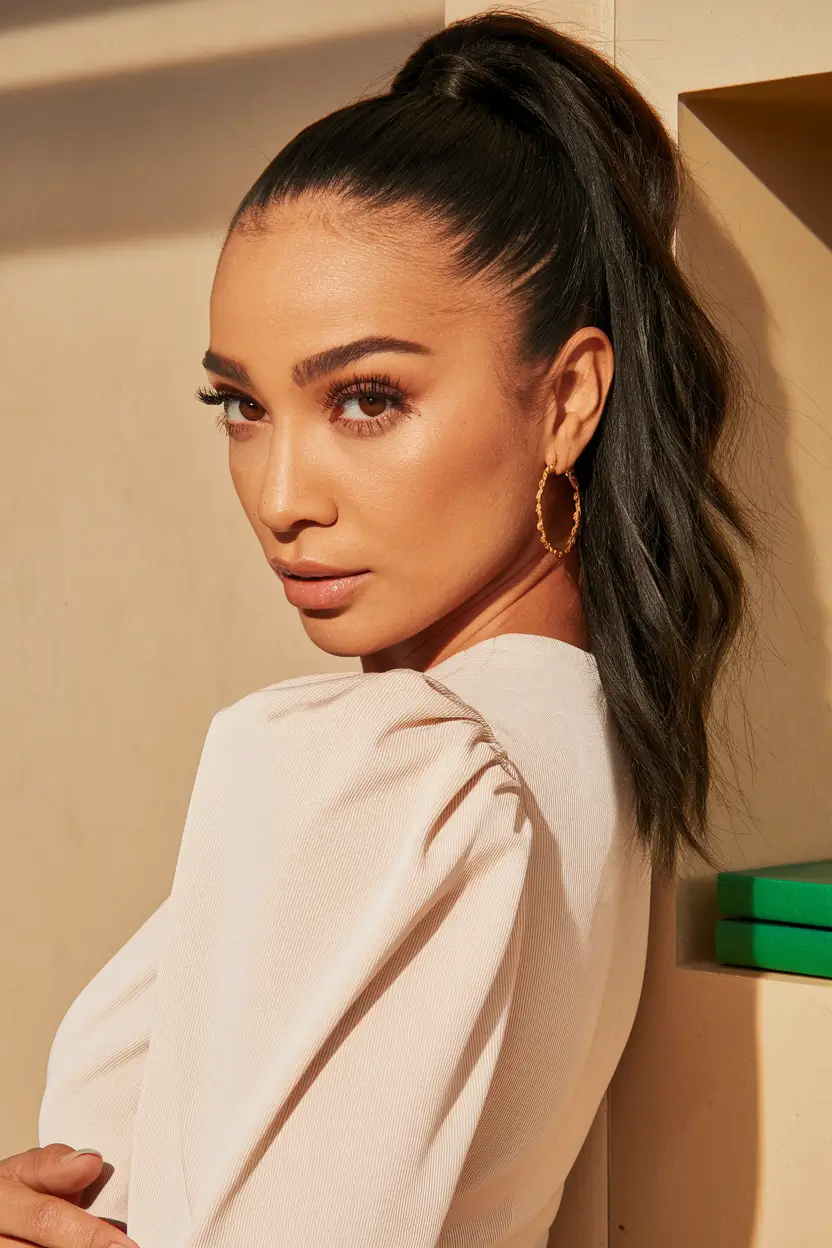 Quick Work Hairstyles Summer - High Ponytail with Wavy Texture