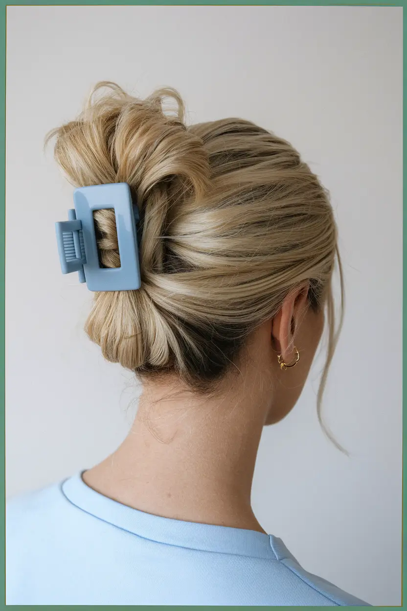Quick Work Hairstyles Summer - Messy Claw Clip Updo