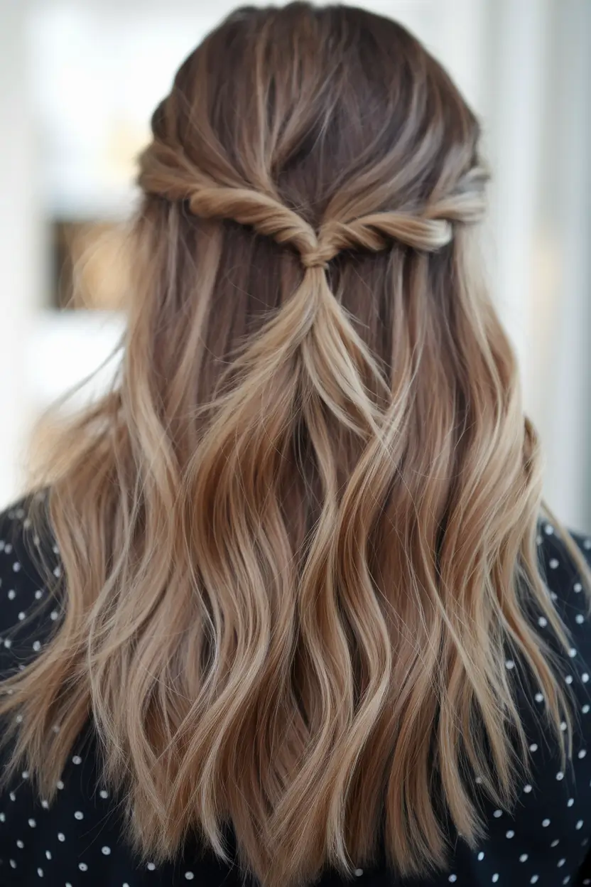 Quick Work Hairstyles Summer - Half-Up Twisted Waves