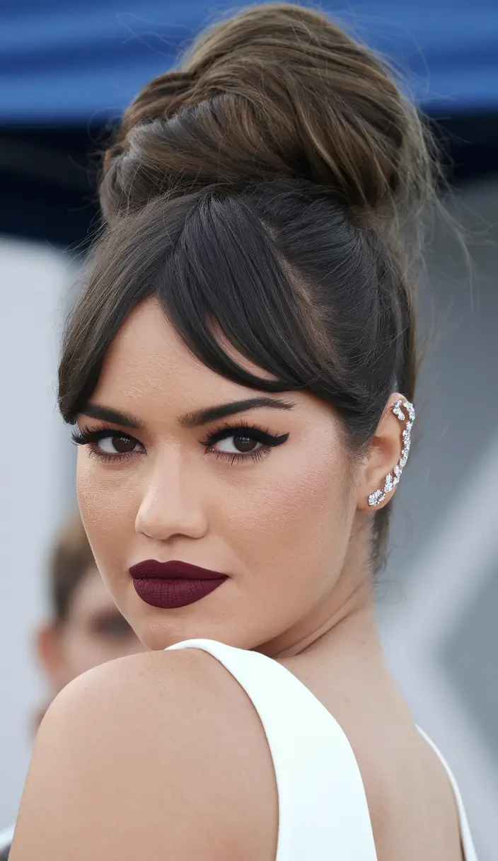 simple bun hairstyles for medium hair