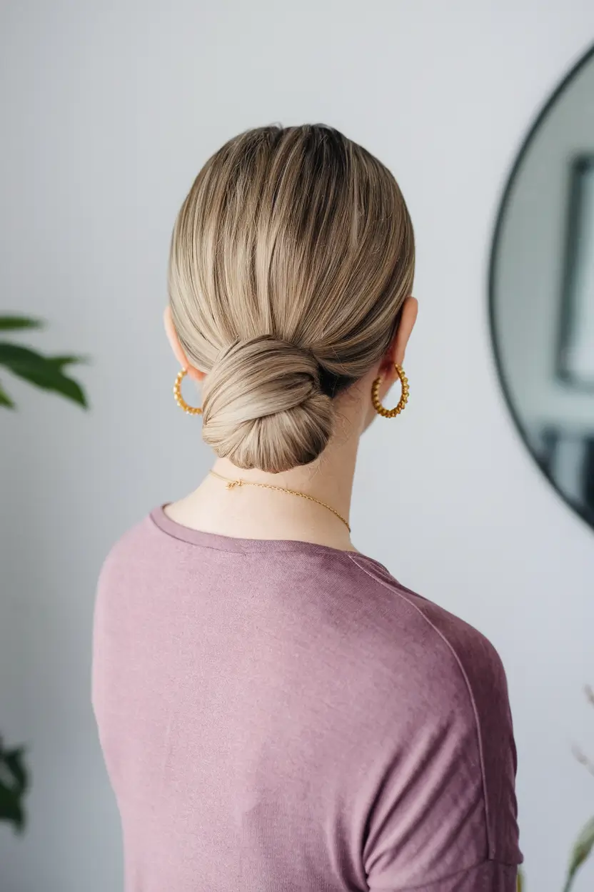 simple bun hairstyles for long hair