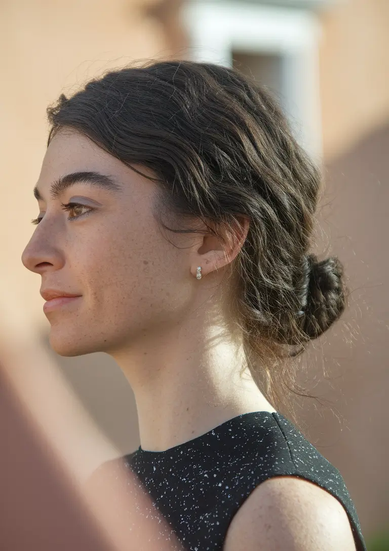 simple bun hairstyles for medium hair