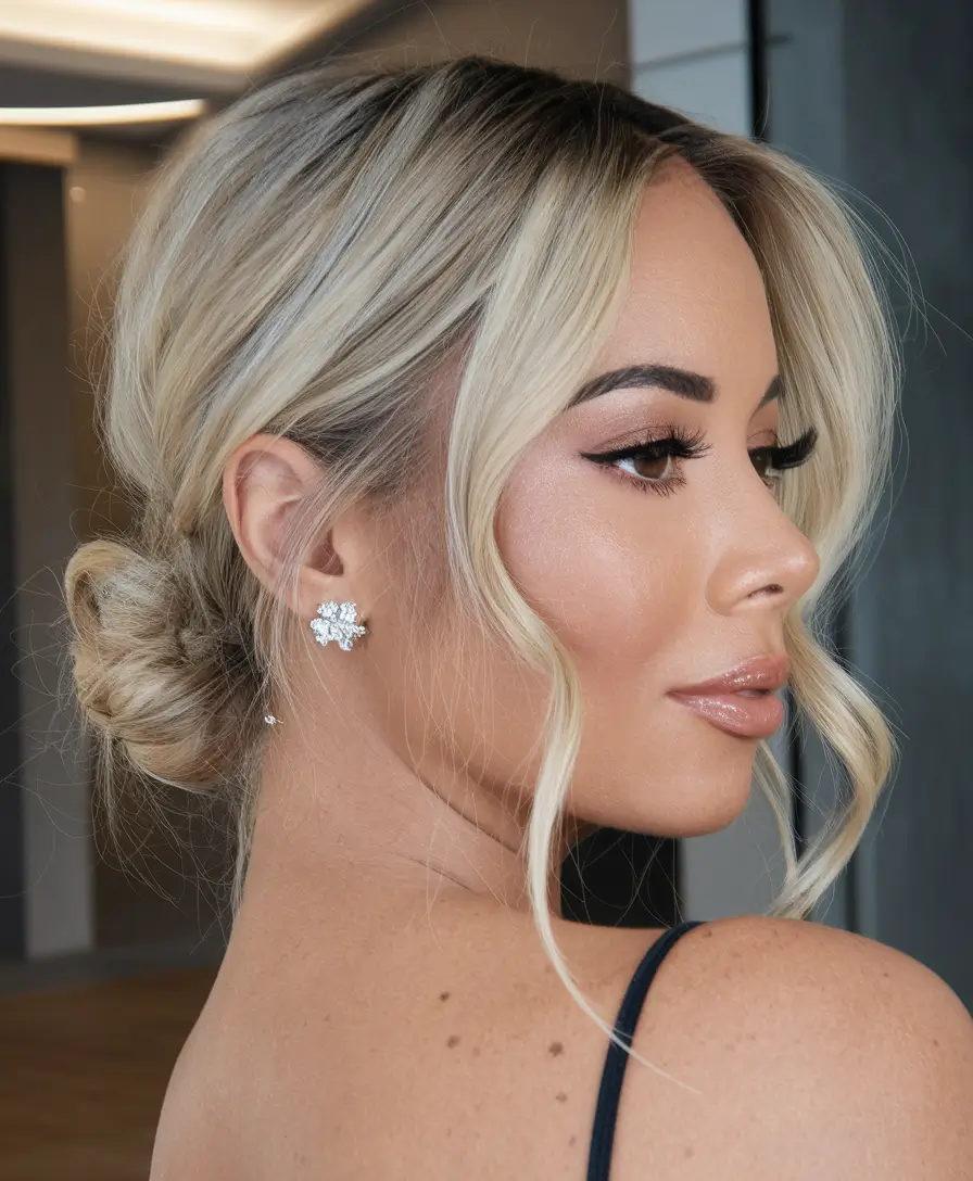 simple bun hairstyles for medium hair