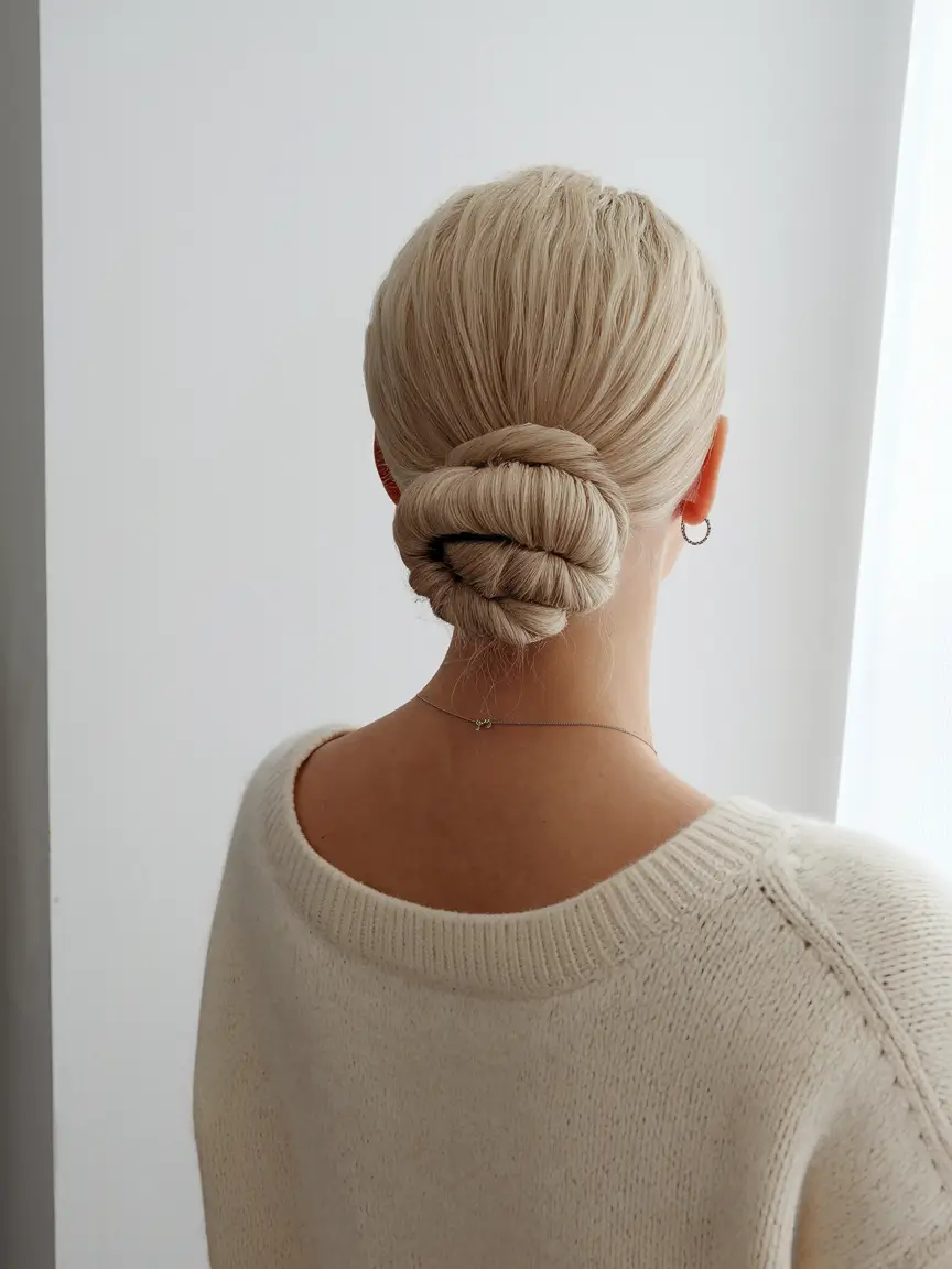 simple bun hairstyle on saree