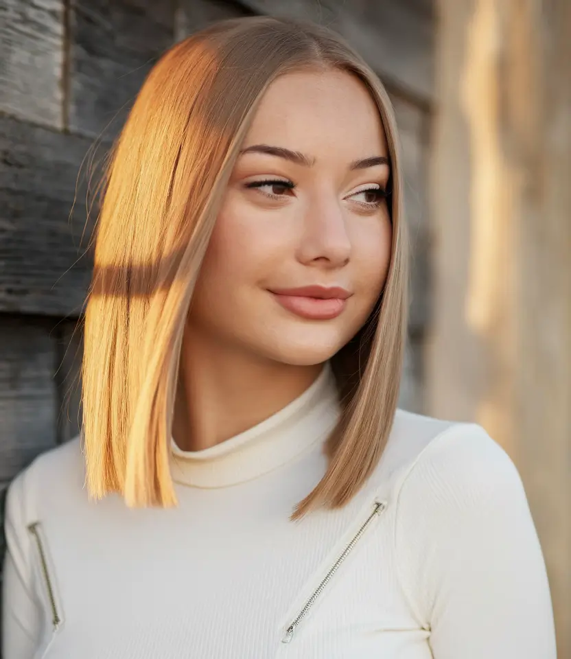 Stylish Bob Hair Summer Blonde Angled Bob with Sunlit Shine