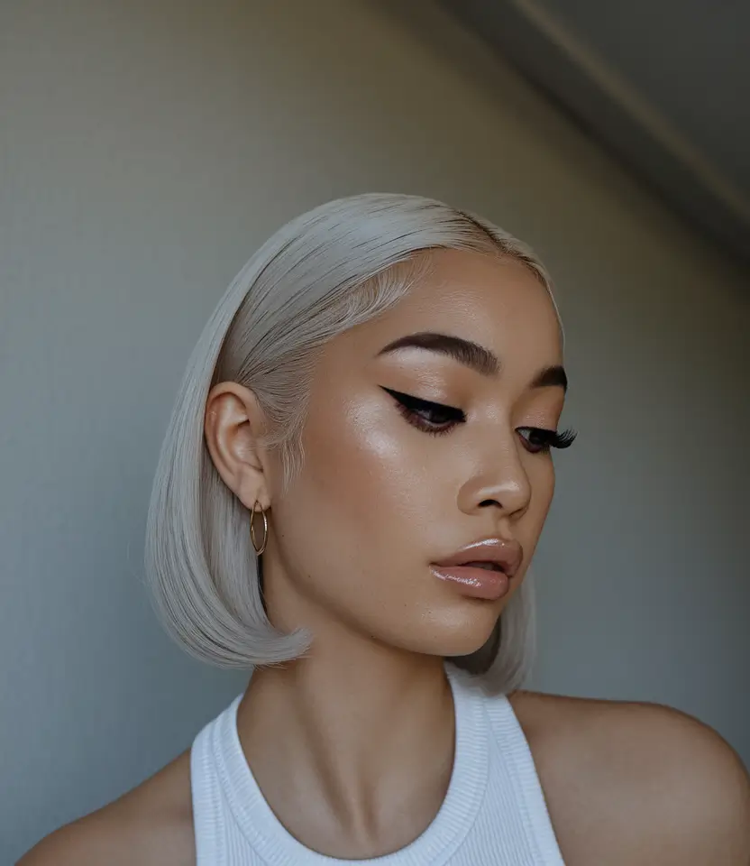 Stylish Bob Hair Summer Ice Blonde Bob with Clean Finish