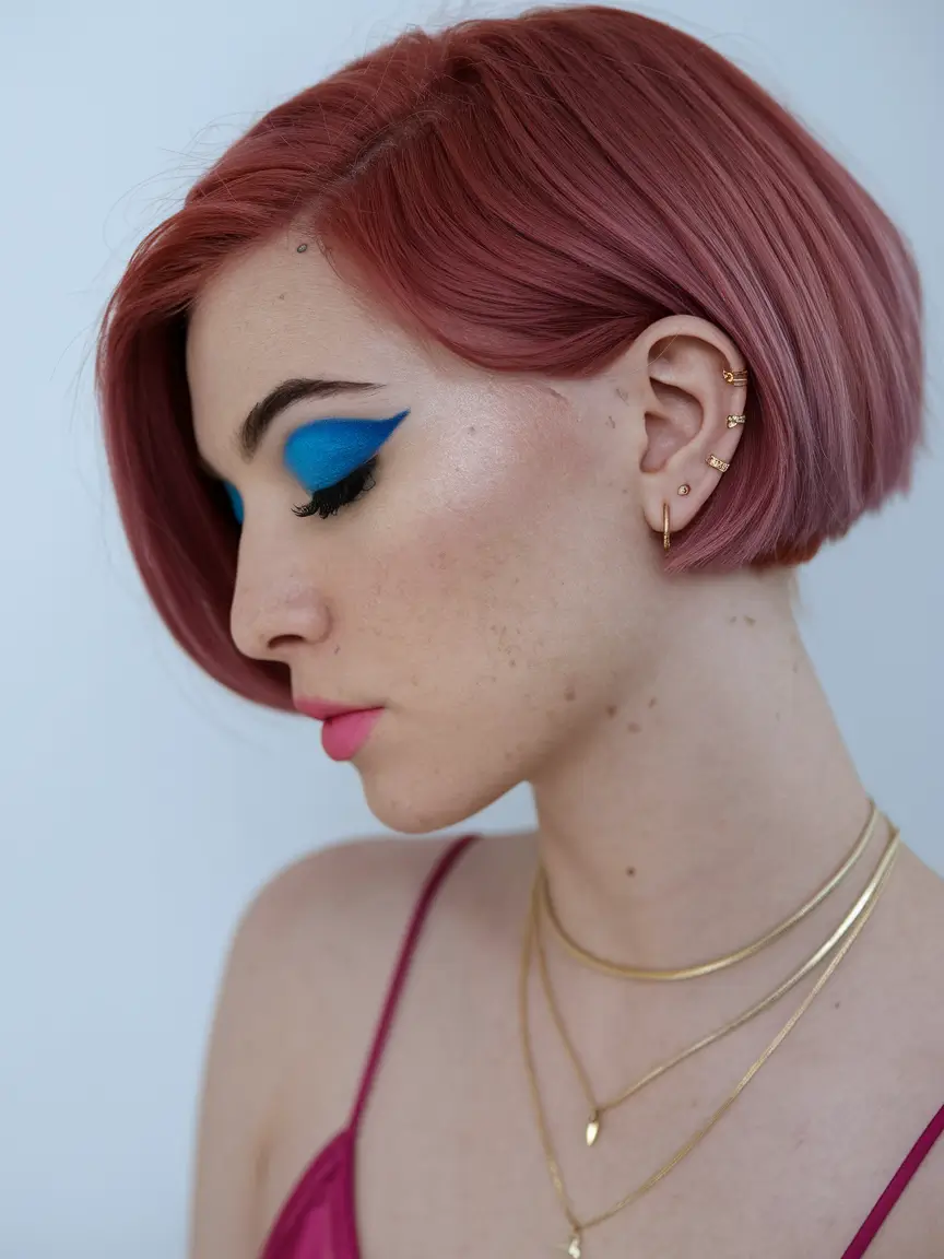 Stylish Bob Hair Summer Muted Rose Bob with Angled Cut