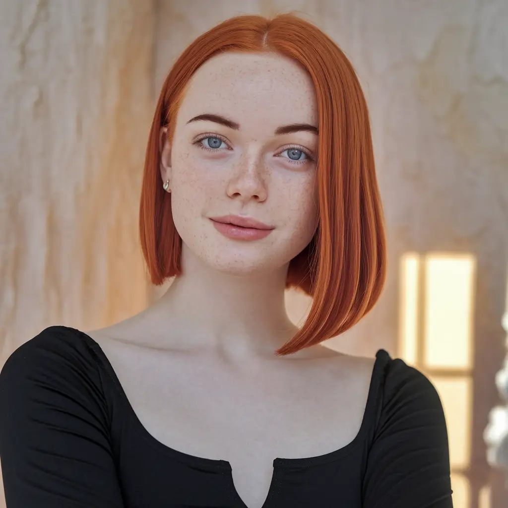 Stylish Bob Hair Summer Classic Copper Bob with Middle Part