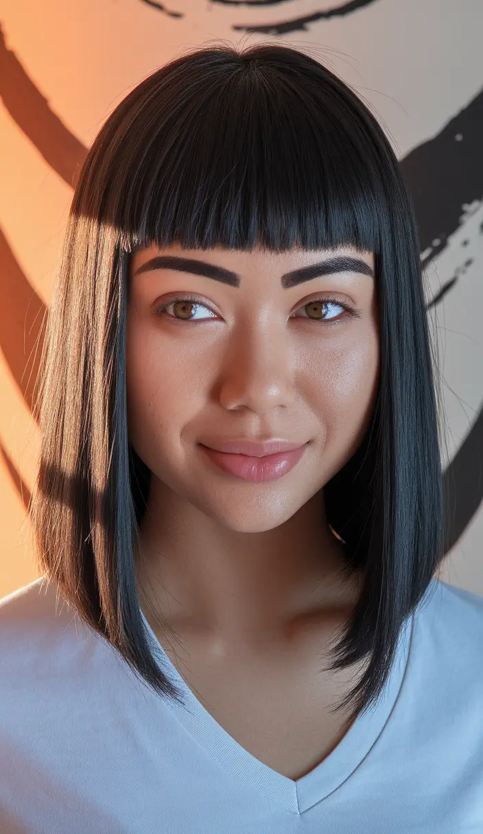 stylish bob haircut with bangs thick hair 2025