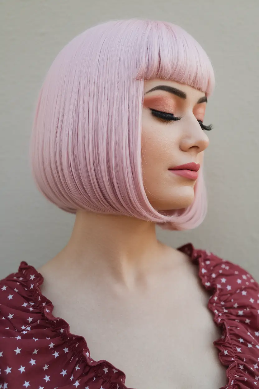 stylish bob haircut with bangs short 2025