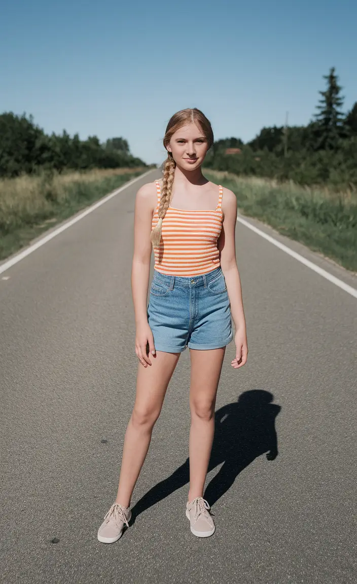 cute summer outfits for teen girls beach shirts & tops Striped Tank and Denim Shorts Playful Summer Energy