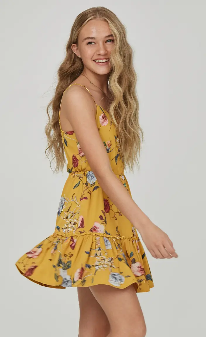 summer outfits teen girl red Ruched Yellow Dress Bright and Bold for Summer