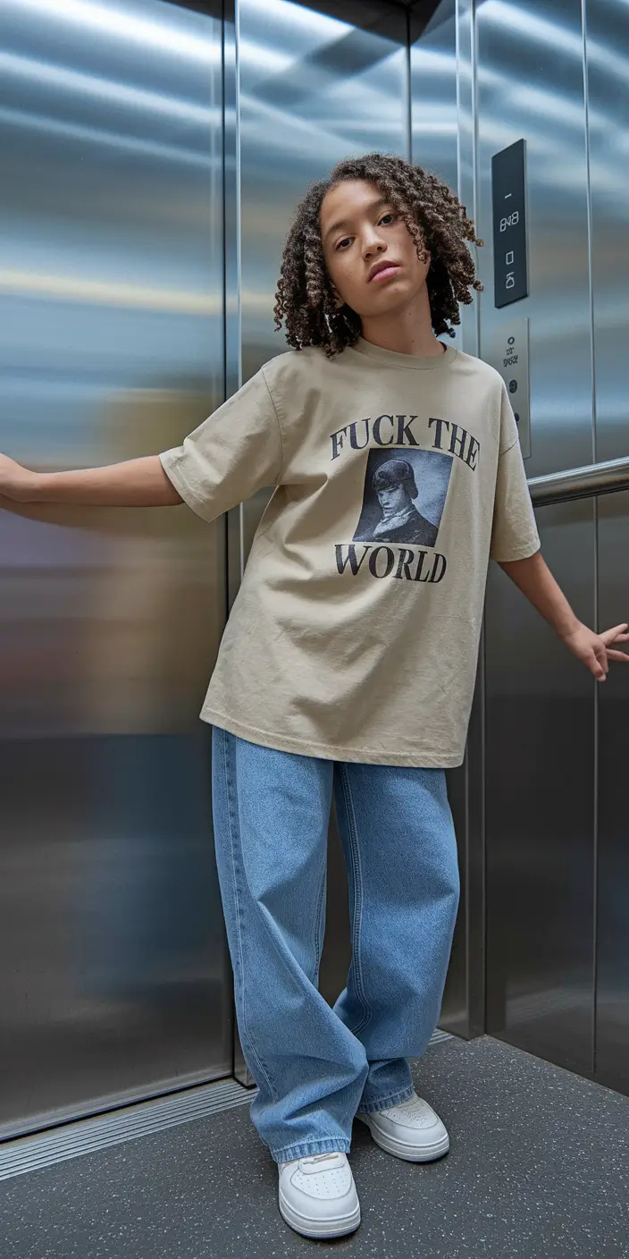 aesthetic outfits for teen girls summer Graphic Tee and Baggy Jeans Edgy and Effortless