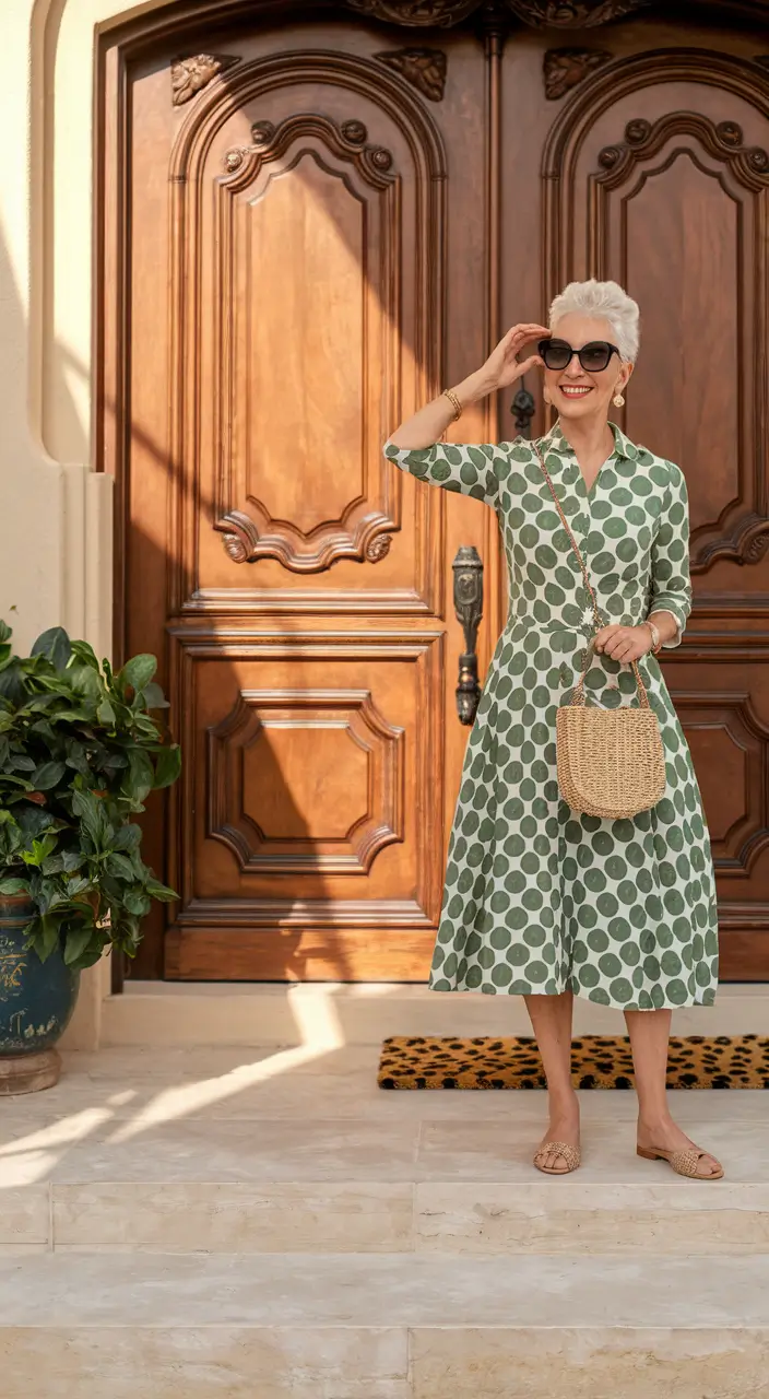 summer outfit women over 60 Retro Dots and Garden-Party Whimsy
