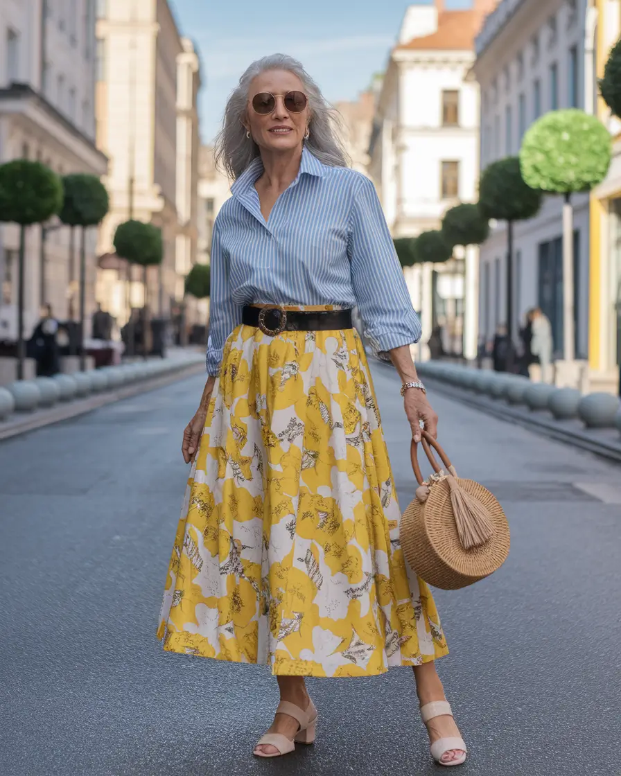 summer outfit women over 60 Sunshine Skirts and Striped Cool