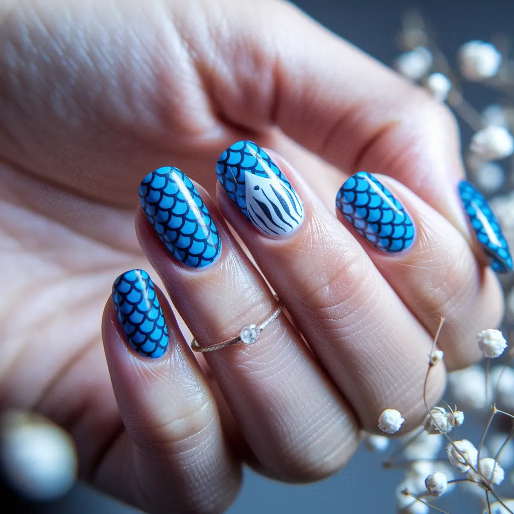 summer acrylic nail ideas 2025 Mermaid Tail Realness in Blue