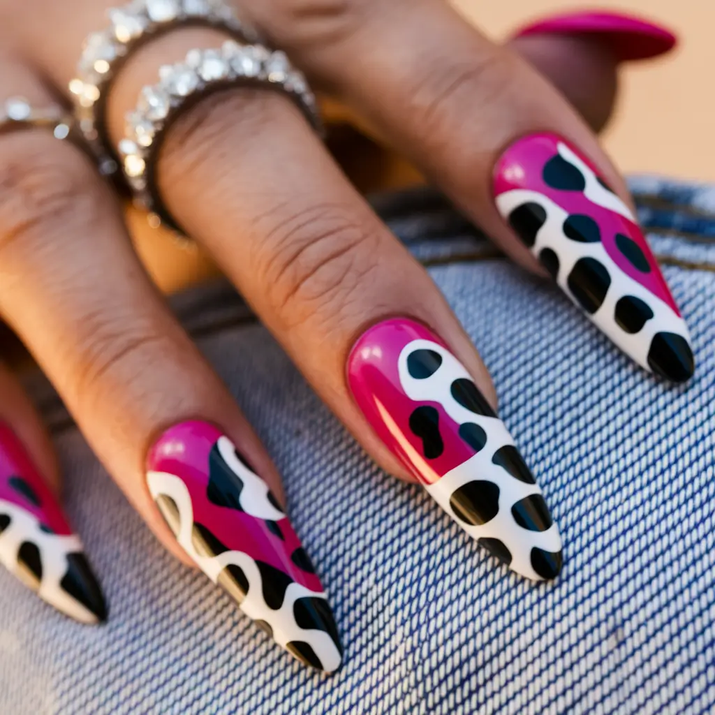 summer acrylic nail ideas 2025 Pop Art Leopard Meets Wild Summer