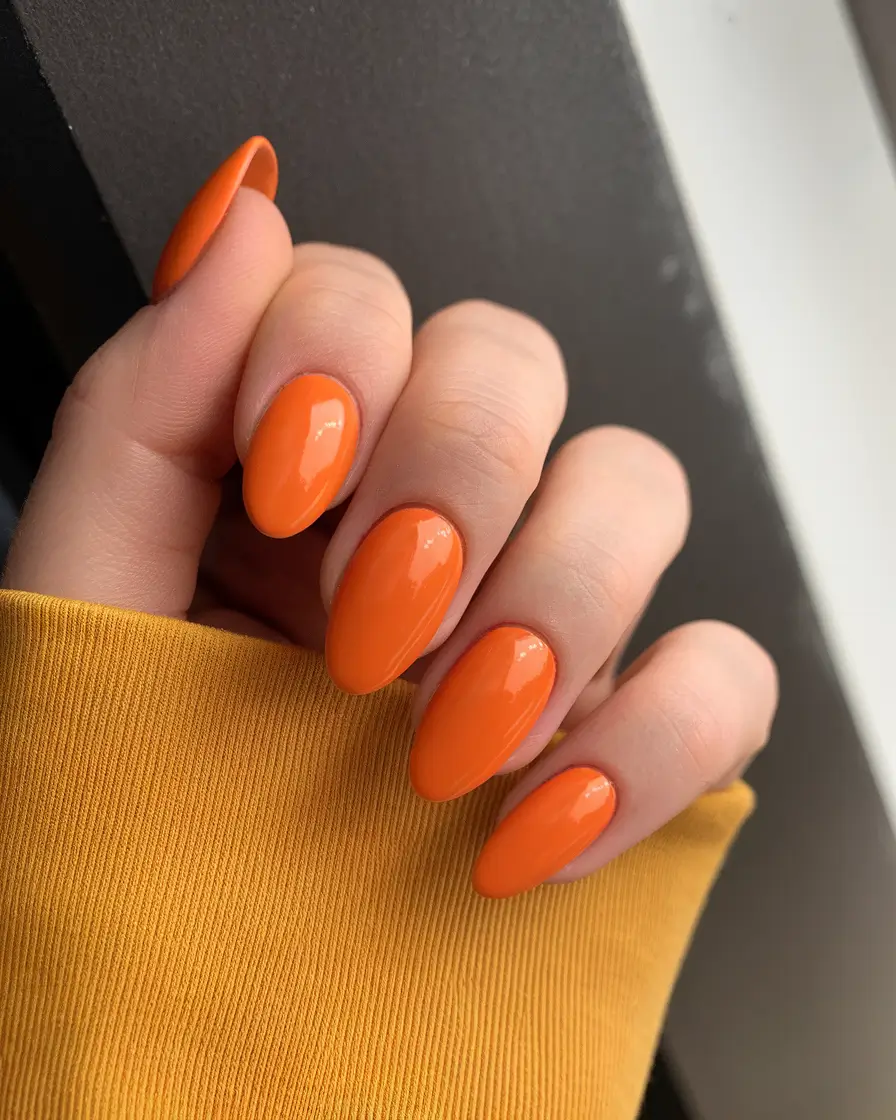 summer almond nails Juicy Tangerine Burst