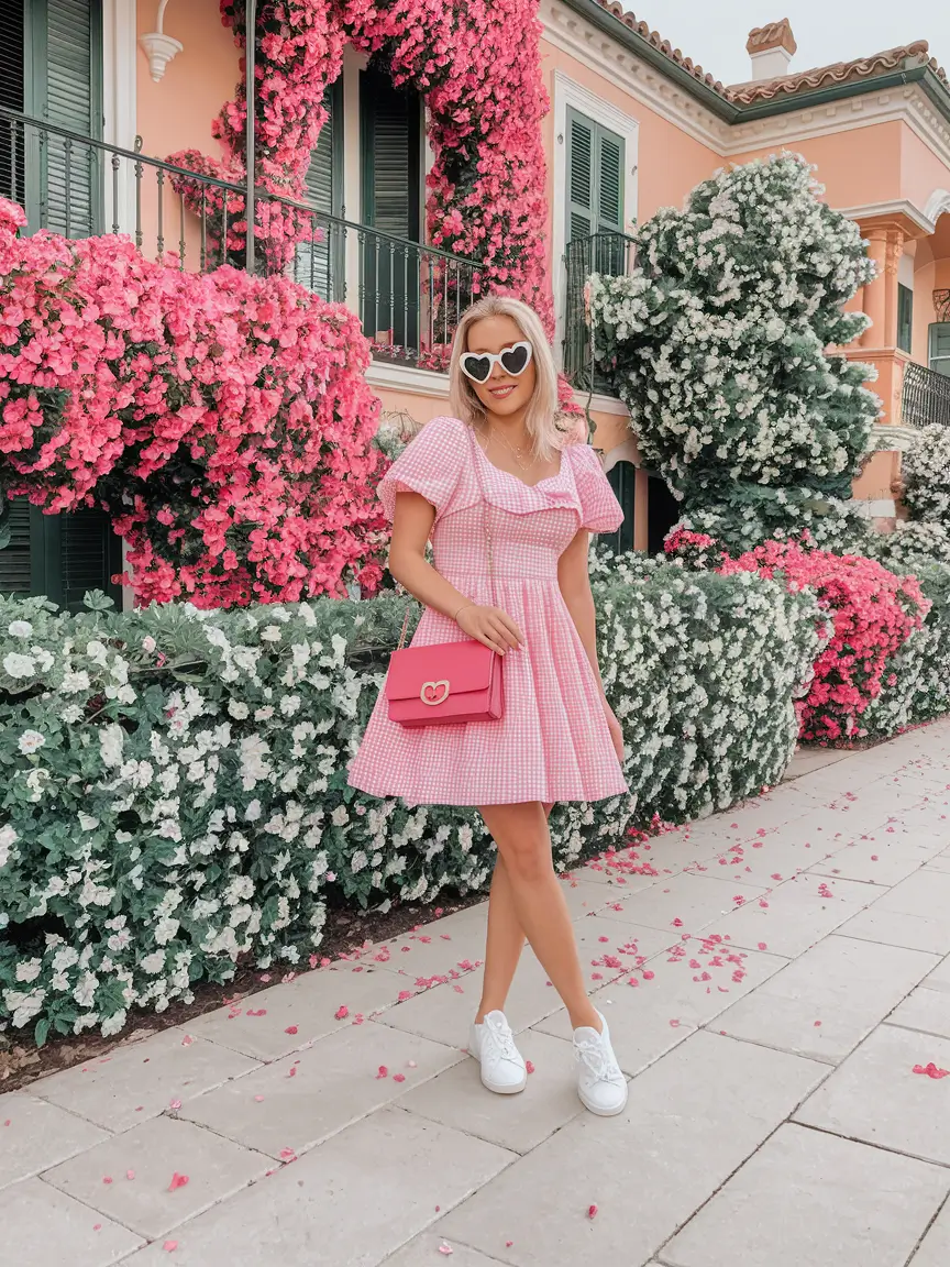 summer birthday outfits 2025 Pink Gingham Dress for a Sweet, Girly Look