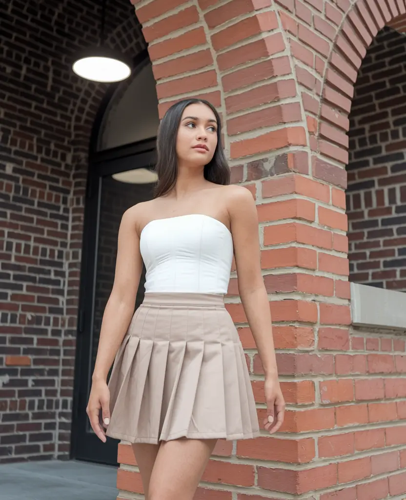 summer birthday outfits 2025 Minimalist Tube Top and Pleated Skirt for a Playful Summer Vibe