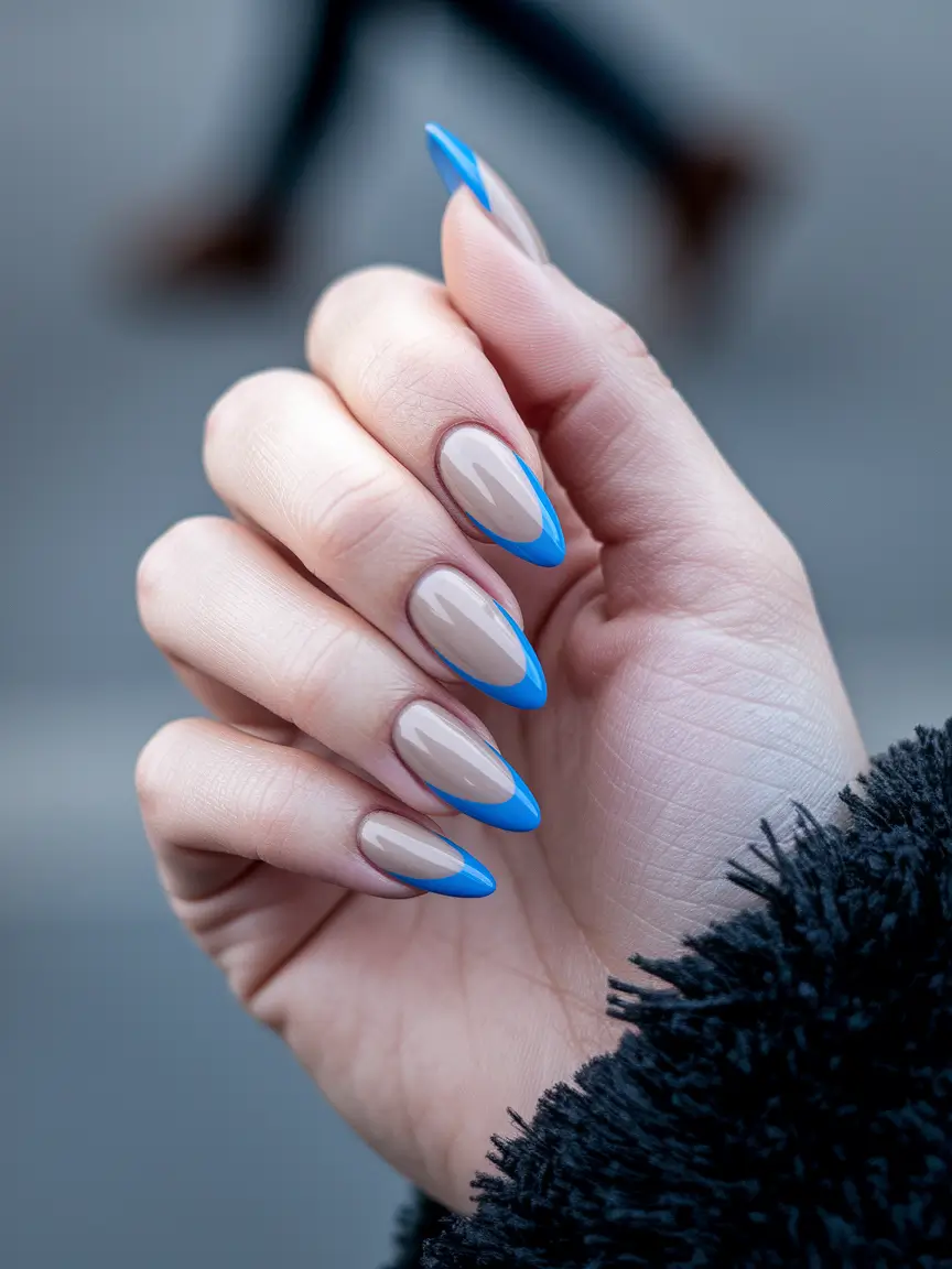 summer nail art ideas 2025 Blue French Twist