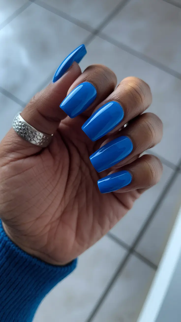 summer nail colors ideas 2025 Electric Blue Chrome Energy