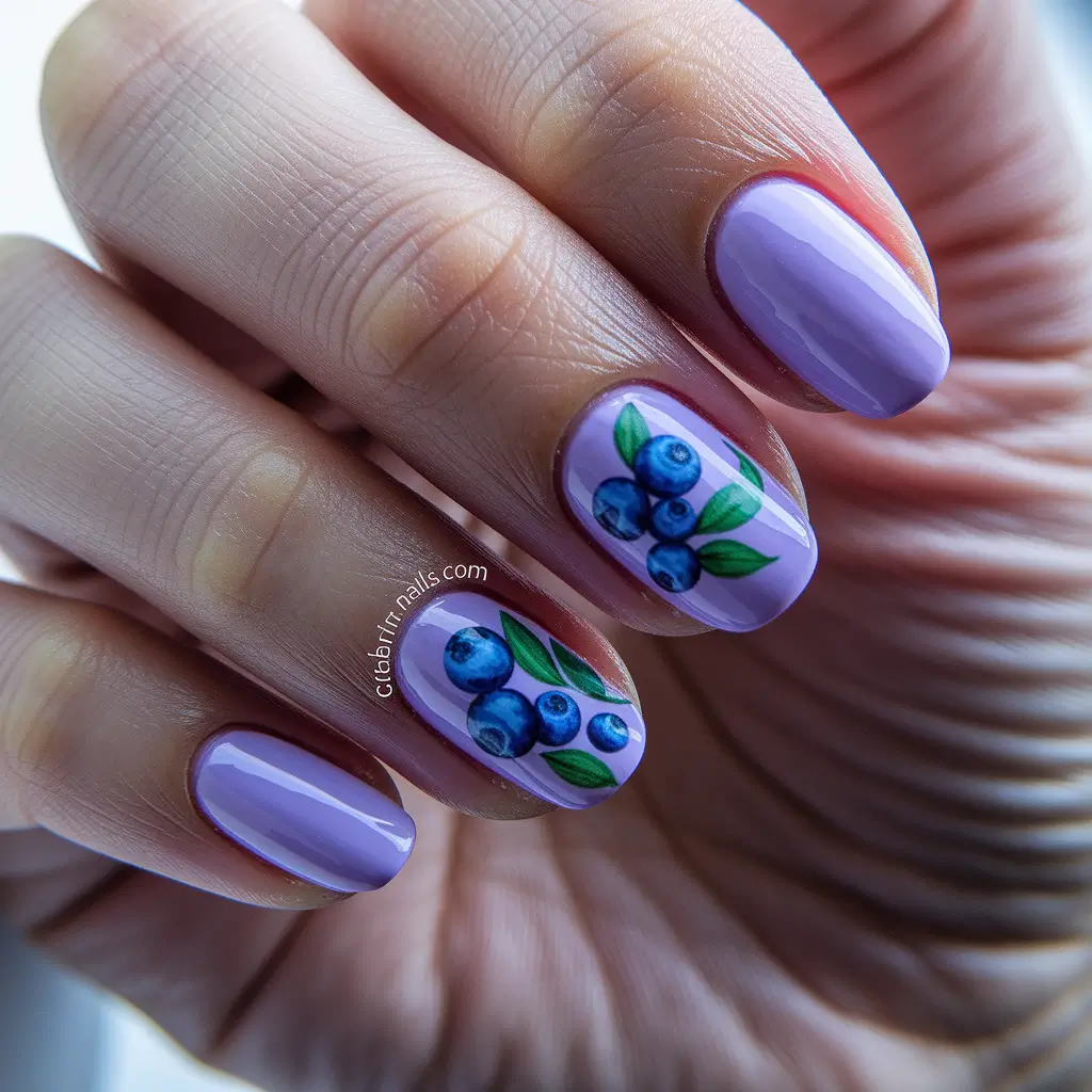 summer nail design ideas 2025 Sweet Blueberry Bliss on Lavender