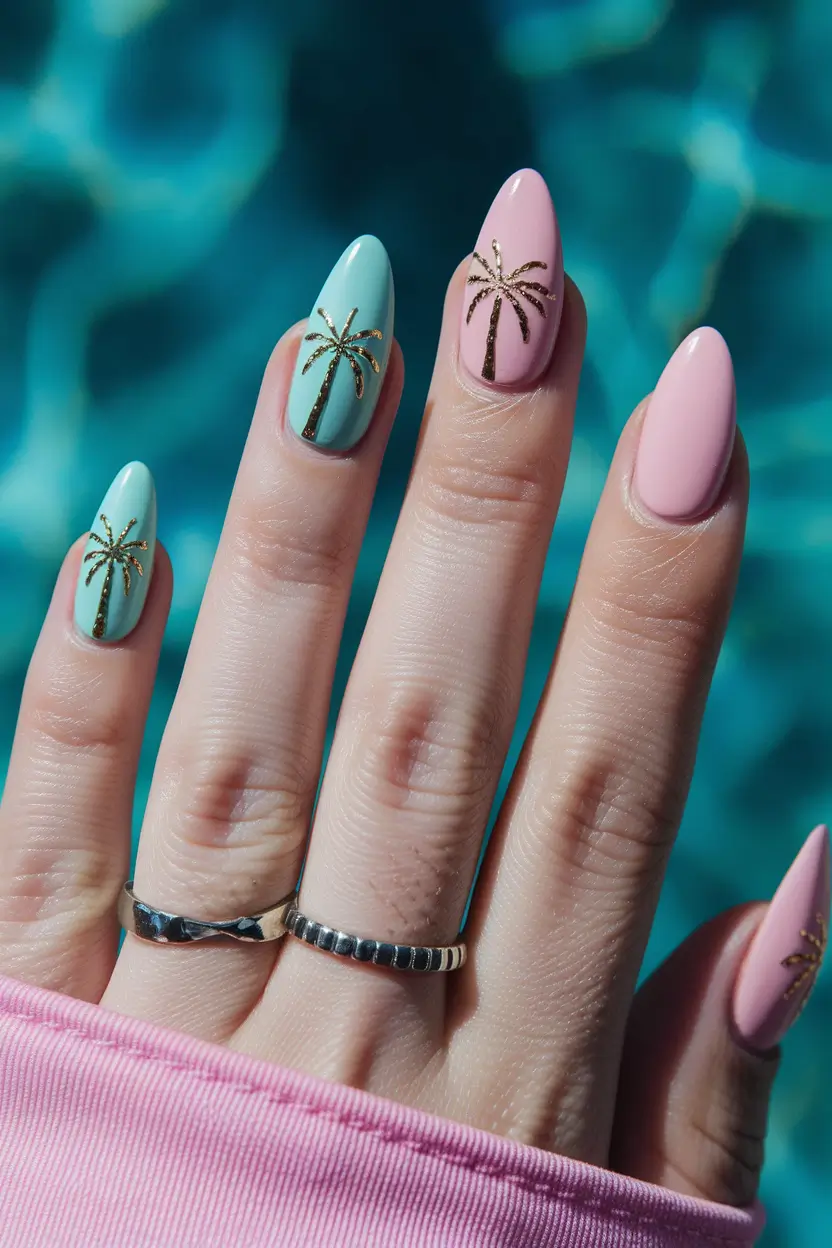summer nail ideas 2025 palm tree dreaming