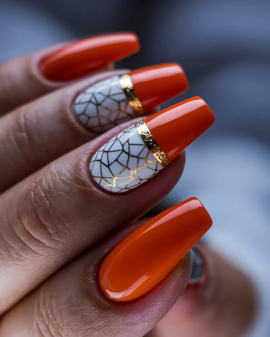 summer nail ideas 2025 burnt orange meets baroque