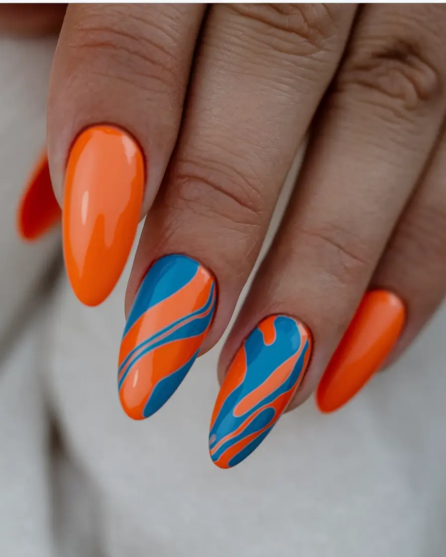 summer nail ideas 2025 electric lava flow