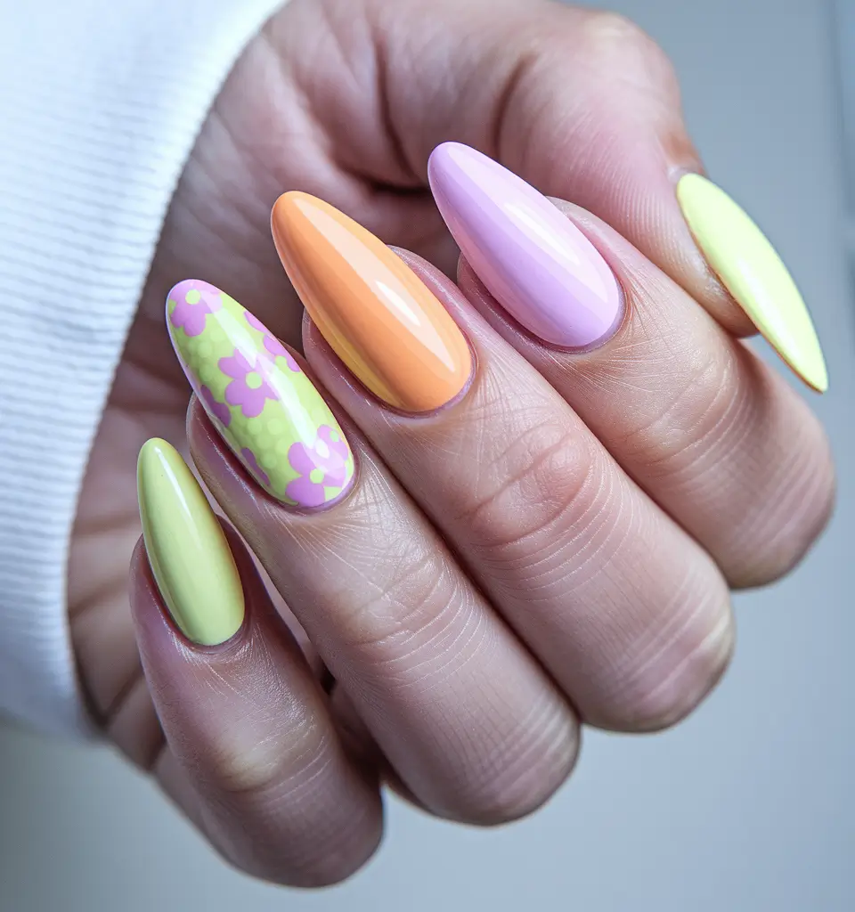 summer nail inspo 2025 almond colorful