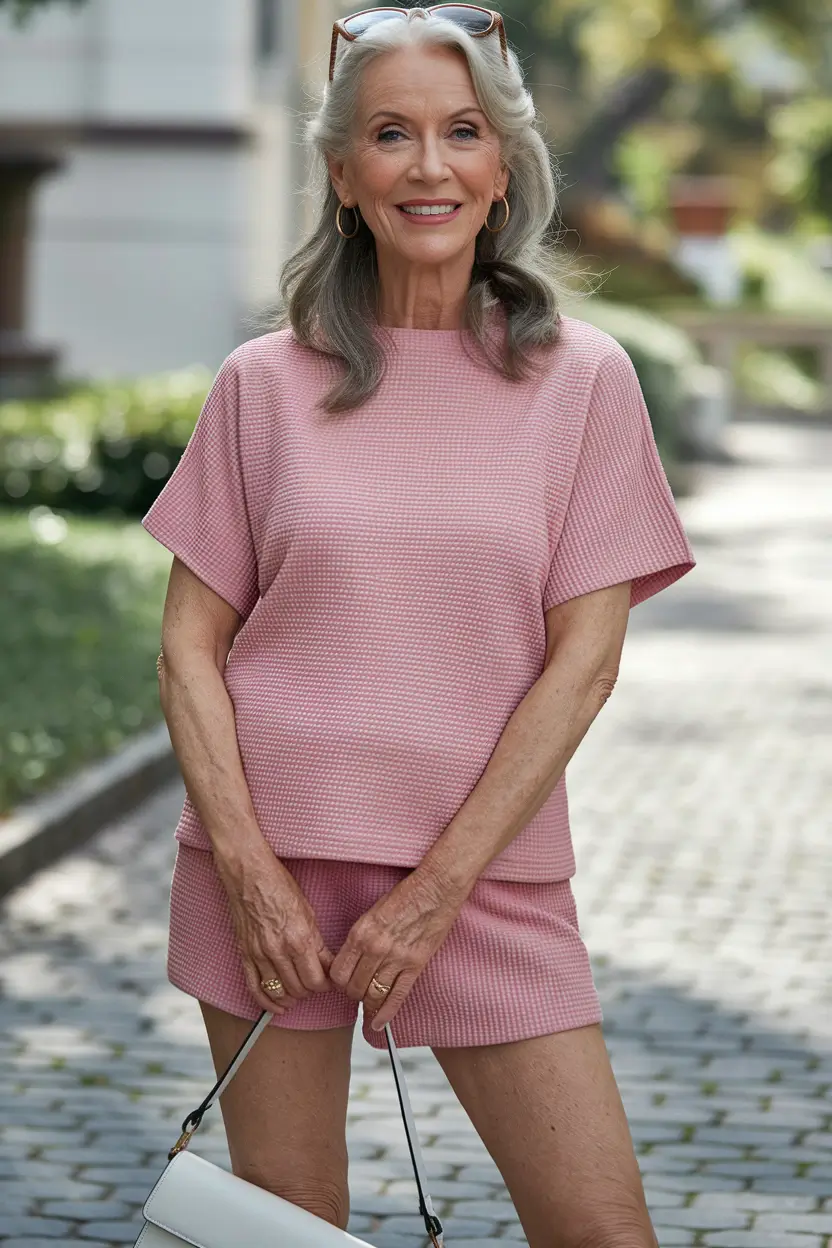 summer outfit women over 50 Soft Pink Knit Set That Feels Like a Hug