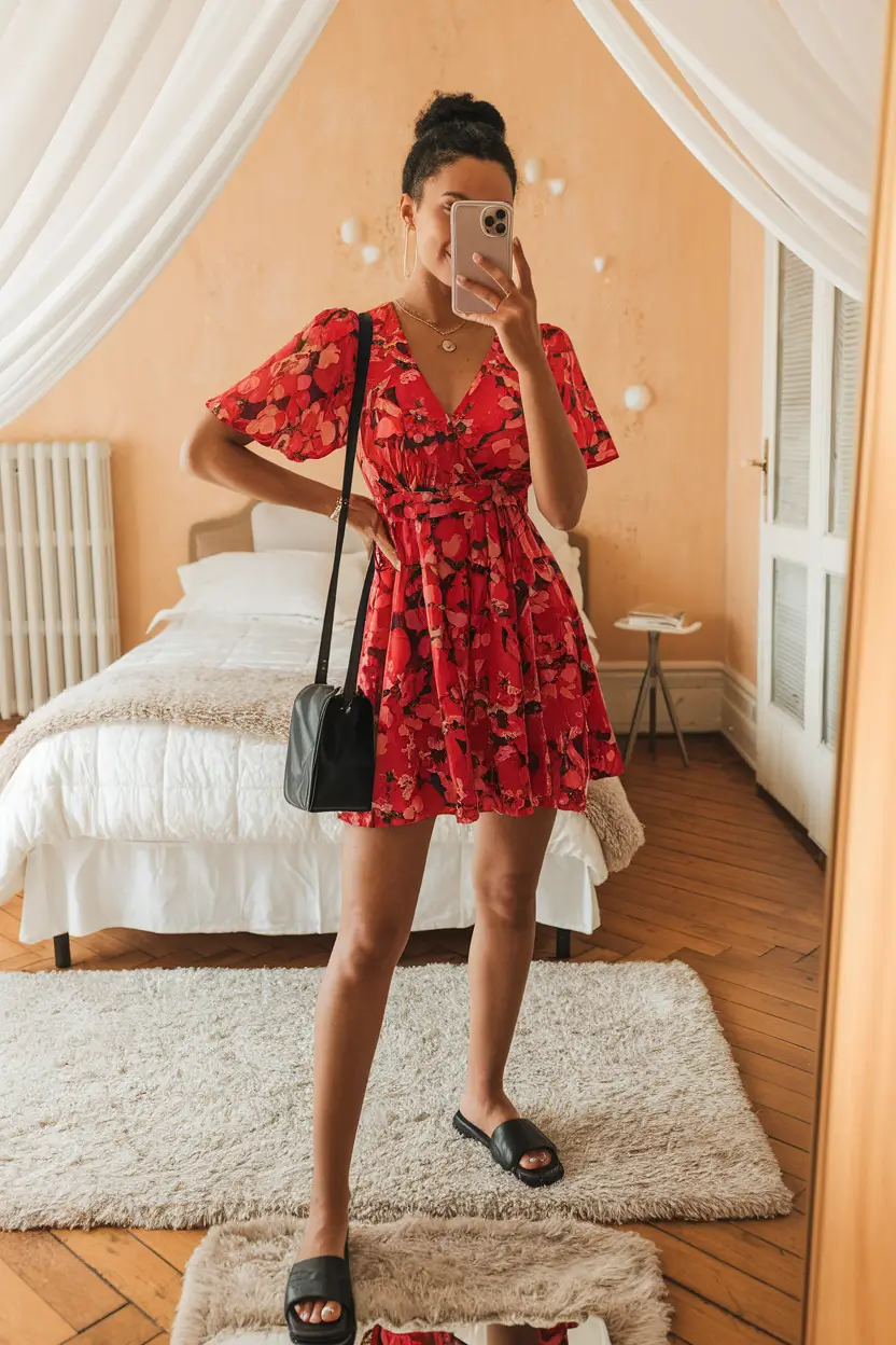 summer short outfits 2025 Bold and Floral in Red