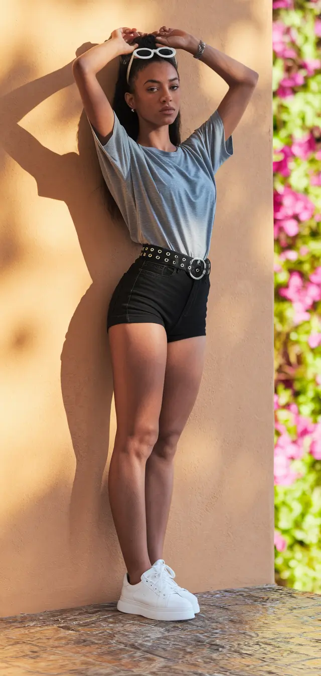 summer short outfits 2025 Effortless Cool in Black and Gray