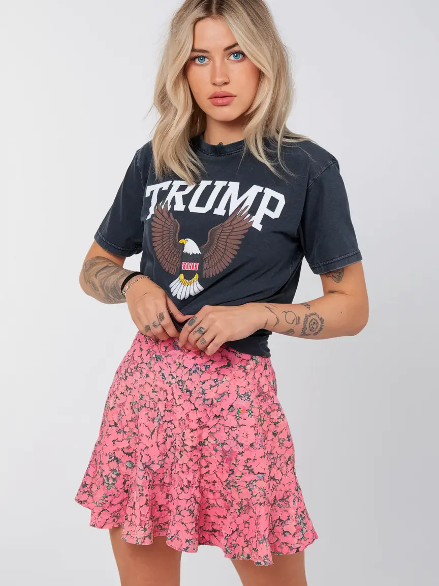 summer short outfits 2025 Graphic Tee with Floral Skirt