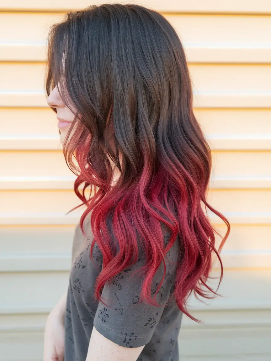 red highlights in brown hair summer Red Ombre Ends for a Pop of Color