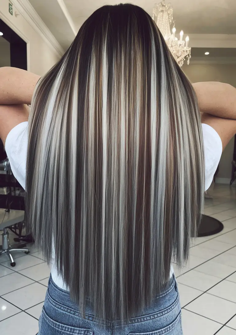 hair color ideas for brunettes for summer balayage highlights ombre short Ash Blonde and Mocha Melt for Long, Sleek Hair