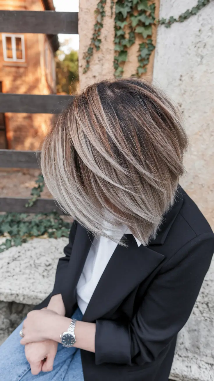 hair color ideas for brunettes for summer balayage highlights Textured Bob with Cool Blonde Balayage