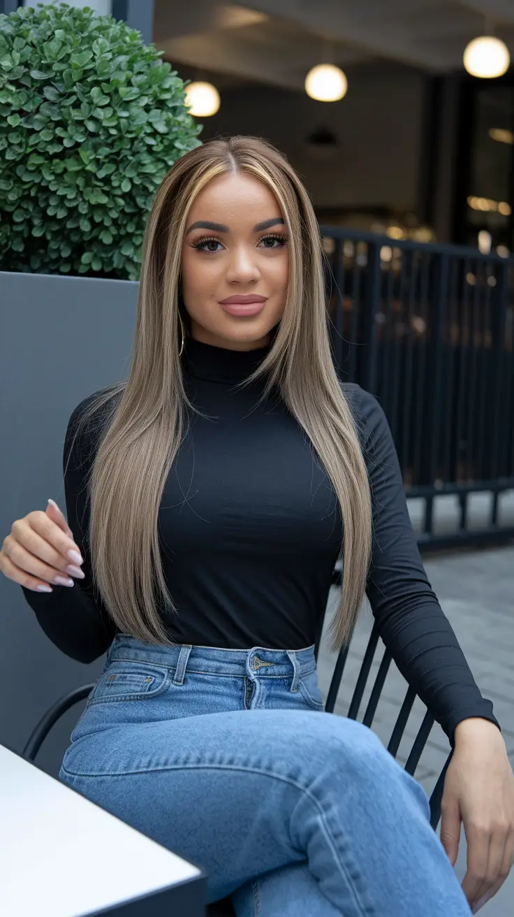 hair color ideas for brunettes for summer balayage highlights Long Layers with Blonde Money Piece