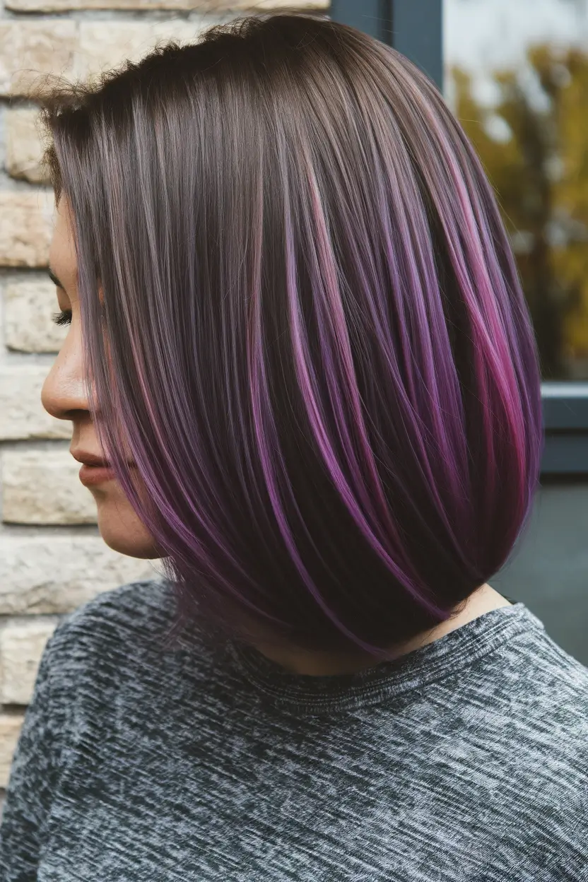 hair color ideas for brunettes for summer balayage highlights Purple and Plum Peekaboo Highlights for Bold Brunettes