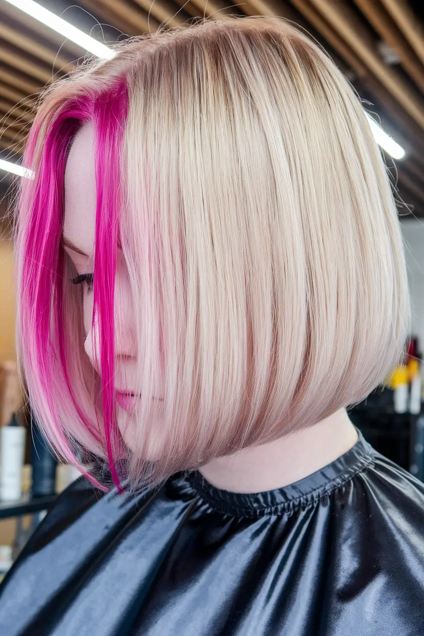 summer 2025 hair highlights Blonde Money Piece with a Neon Twist