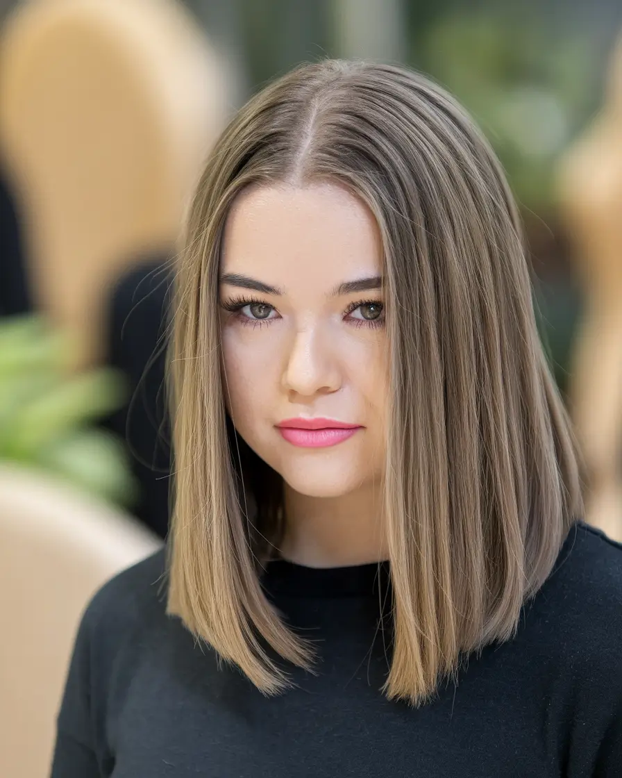 Trendy Medium Hair Looks - Summer Hairstyles 2025 Straight and Symmetrical Elegance