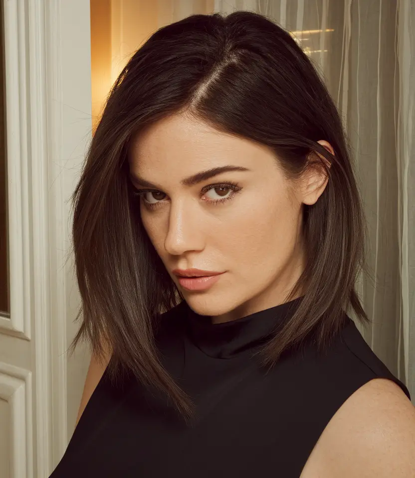Trendy Medium Hair Looks - Summer Hairstyles 2025 Minimalist with a Side Part Edge