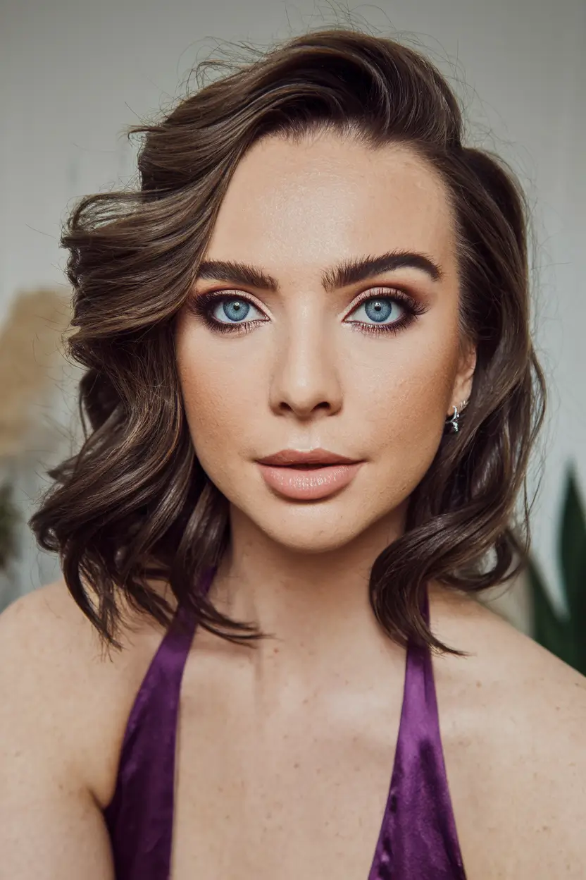 Trendy Medium Hair Looks - Summer Hairstyles 2025 Old Hollywood S-Waves with a Modern Side Part