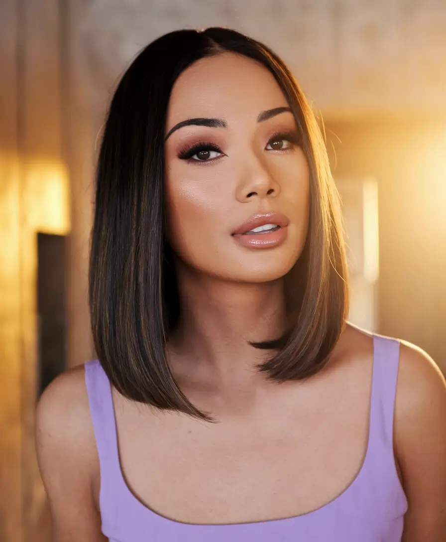 Trendy Medium Hair Looks - Summer Hairstyles 2025 Silky Gloss Lob with a Natural Flip