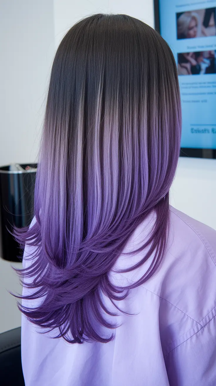 Trendy Ombre Hair Colors Purple Ombre on Layered Hair H2