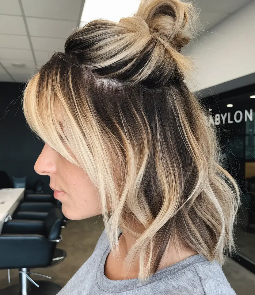 Trendy Ombre Hair Colors Beachy Blonde Ombre Half-Up Style H2