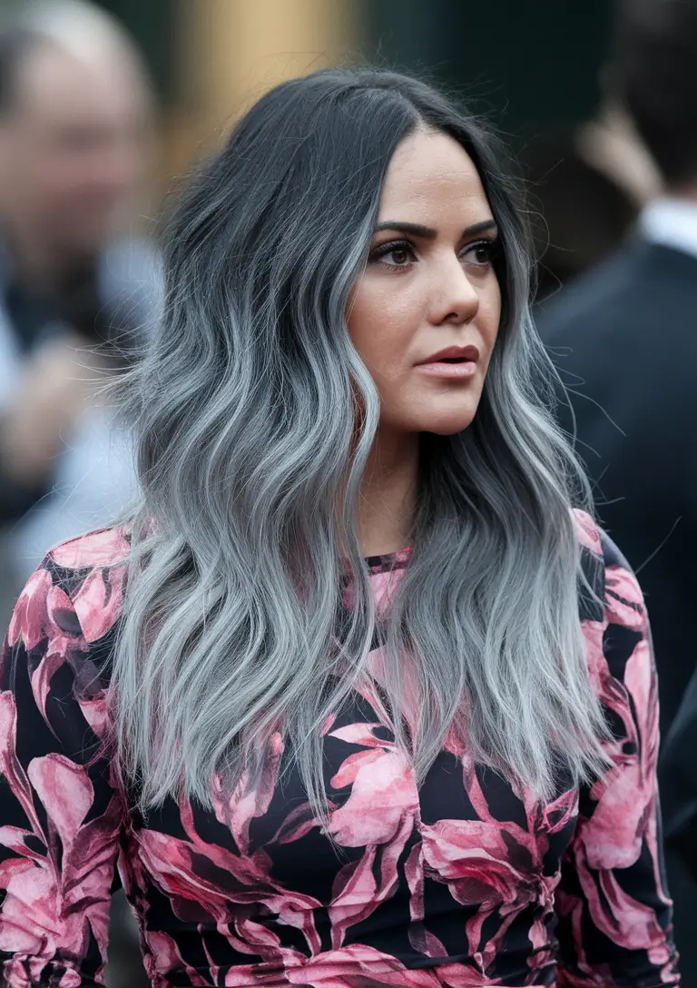 Trendy Ombre Hair Colors Steel Grey Ombre Waves H2