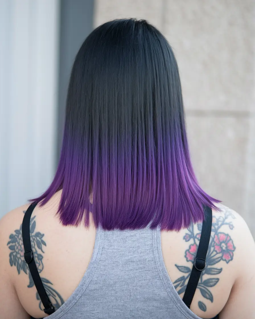 Trendy Ombre Hair Colors Purple Ombre on Blunt Cut H2
