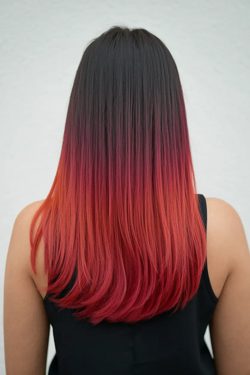 Trendy Ombre Hair Colors Fiery Red Ombre on Straight Hair H2